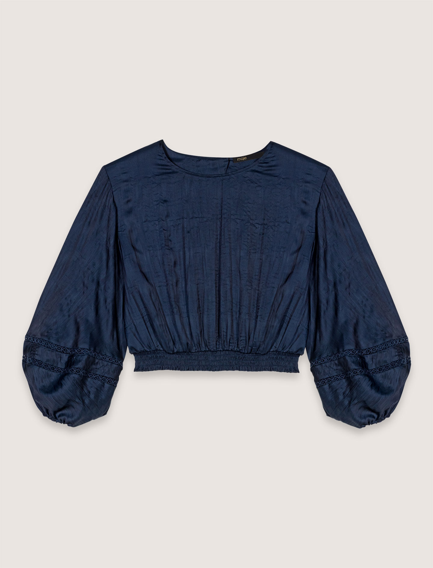 Satin-look cropped top Blue For Women | Maje