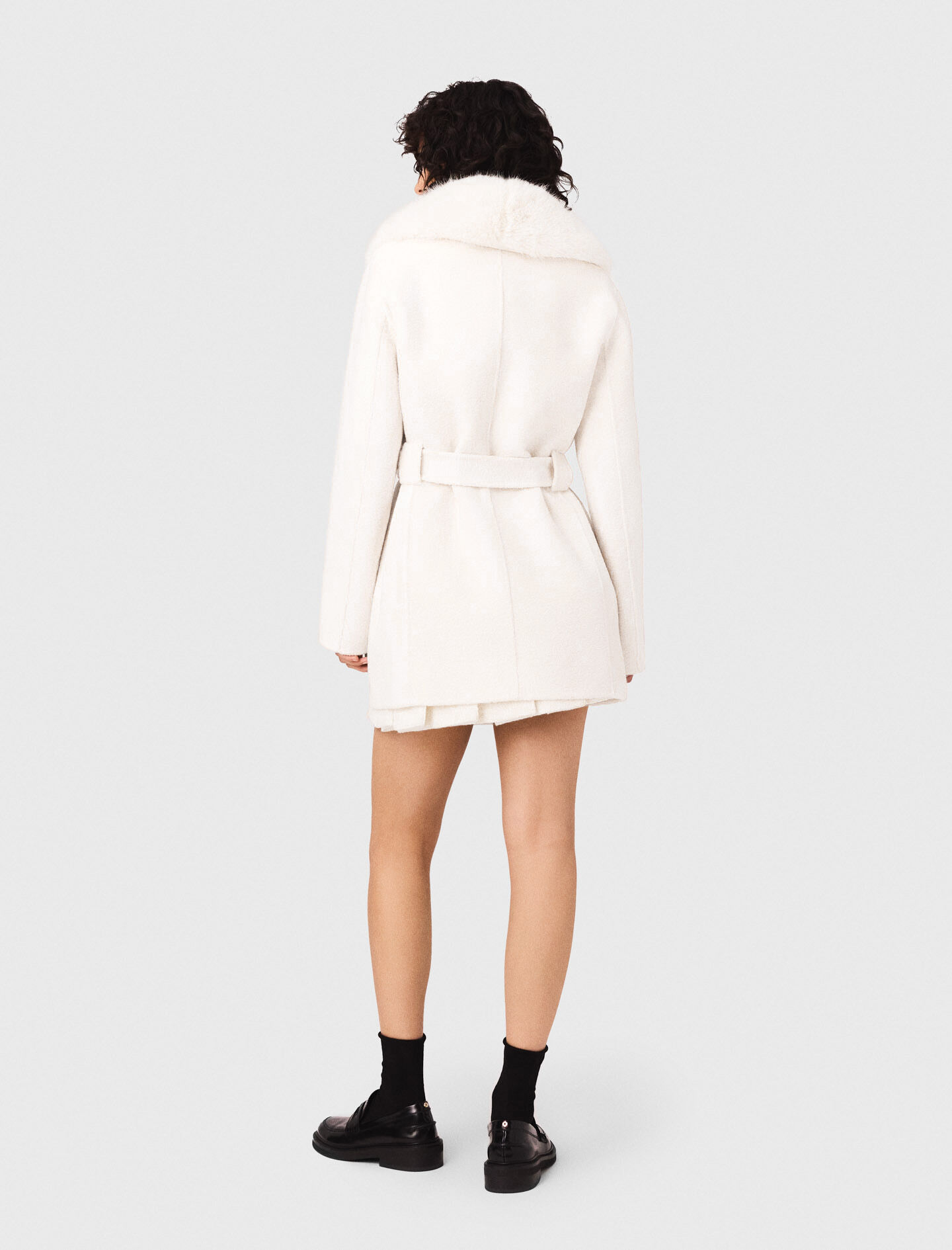 Belted short coat White For Women | Maje