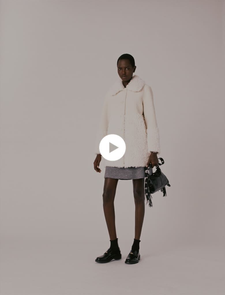 Long faux fur coat White For Women | Maje