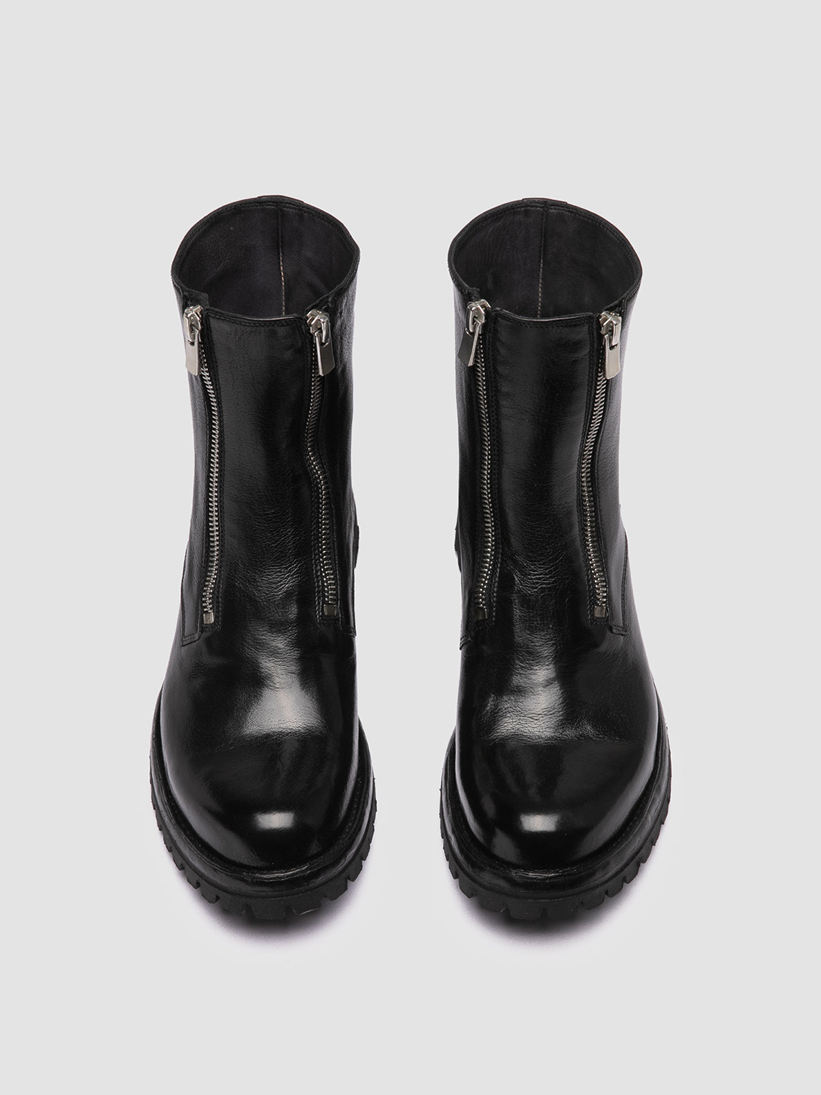 Womens Black Leather Zipped Boots: LORAINE 026 – Officine Creative