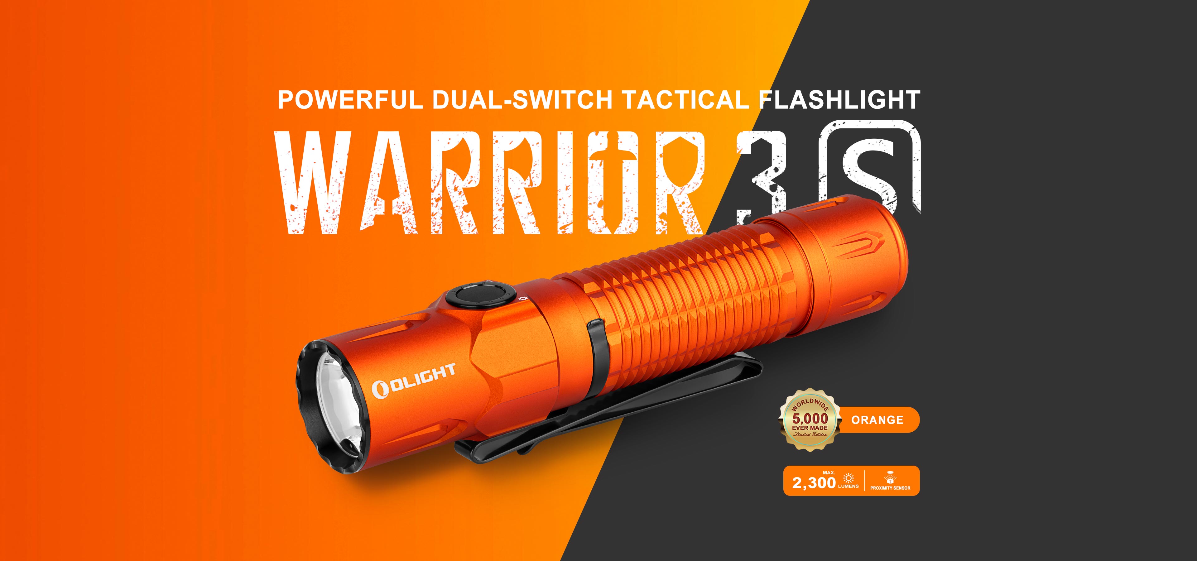 Olight Warrior 3S-High Beam Tactical Power with Proximity Sensor