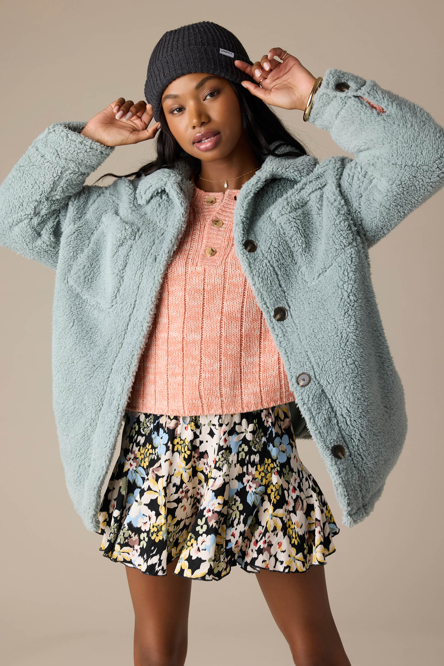 Heath High Pile Oversized Fleece Jacket - Silver Blue | O'Neill