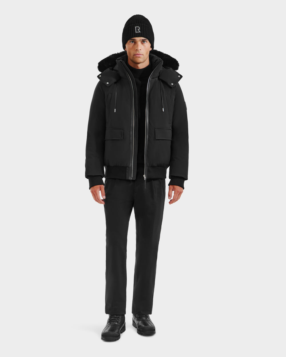 RUDSAK JEROME Men's Black Down Bomber Jacket | Adaptable Warmth