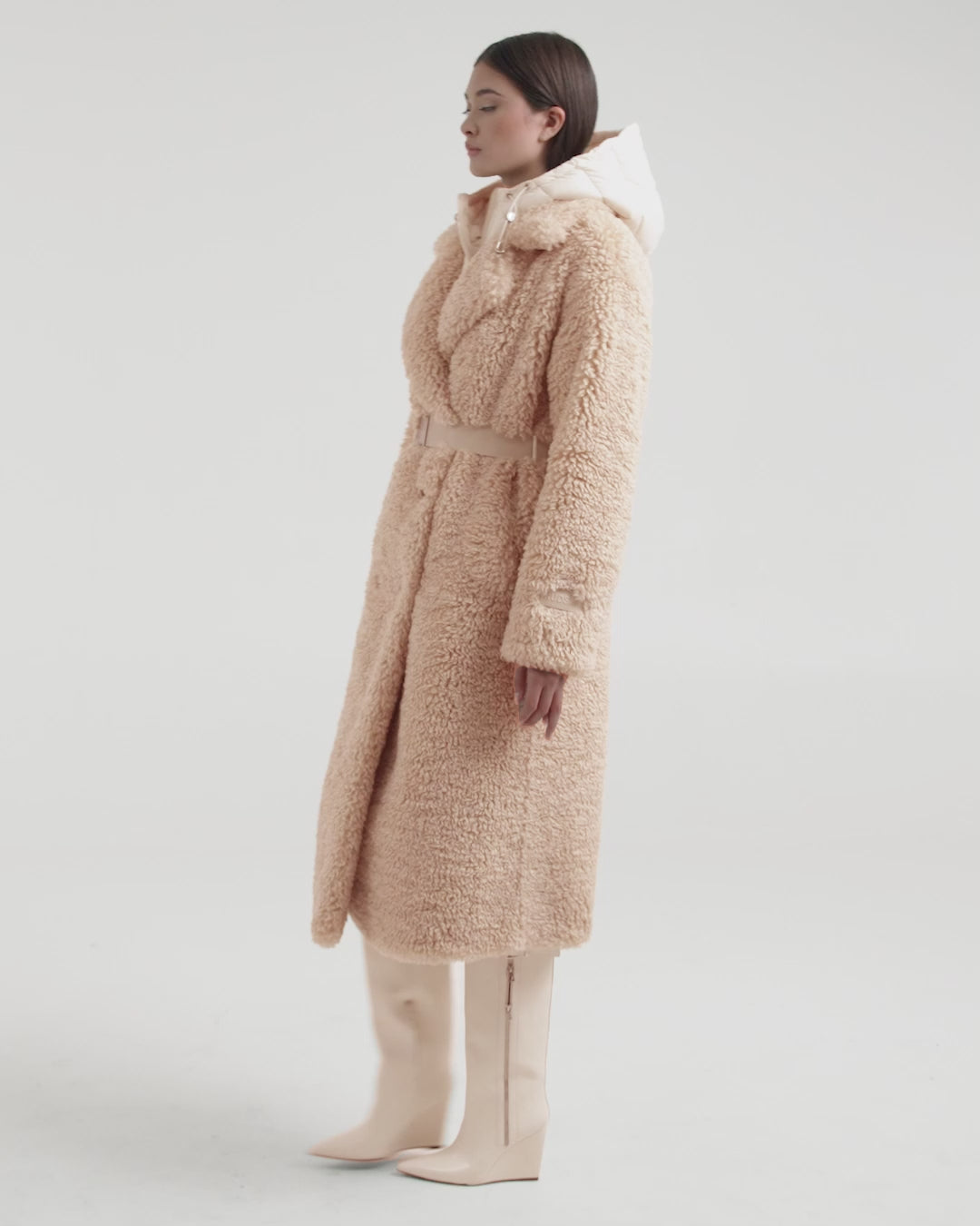 RUDSAK TINA Vanilla Faux Fur Teddy Trench Coat - Cozy Warmth