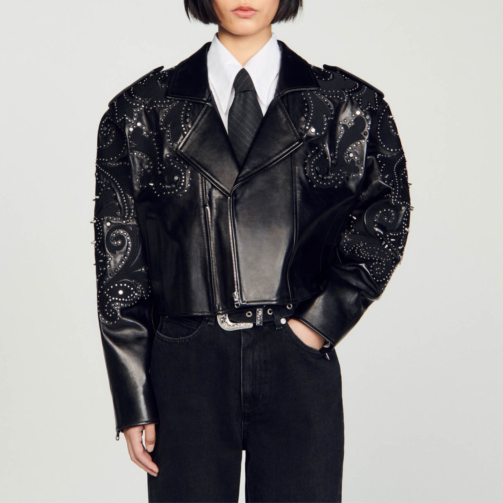 Studded leather jacket