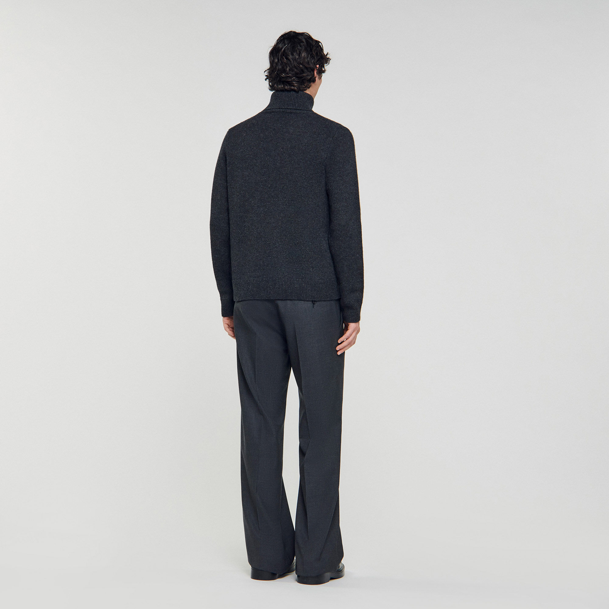 Wool and cashmere turtleneck black / gray for Men | Sandro Paris