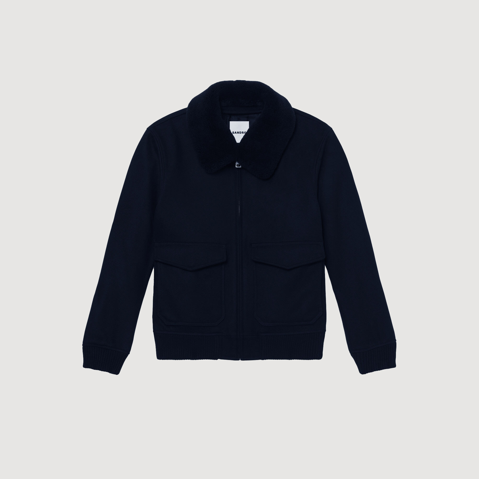 Zip-up jacket in Navy Blue for Men | Sandro Paris