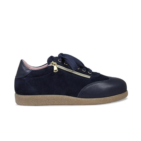 Pixie: Navy Leather Suede - Stylish Sneakers for Bunions | Sole