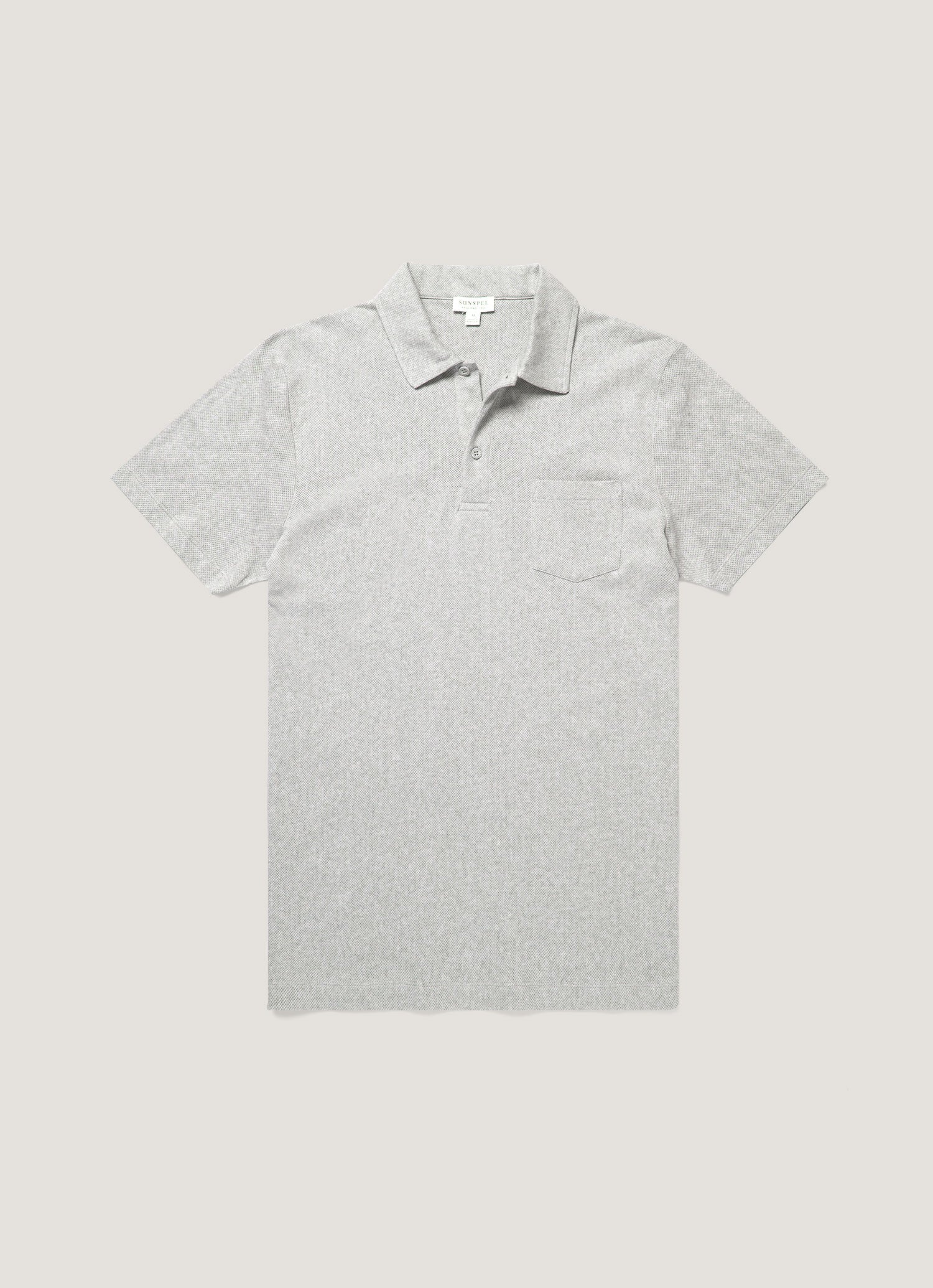 Men's Riviera Polo Shirt in Grey Melange | Sunspel