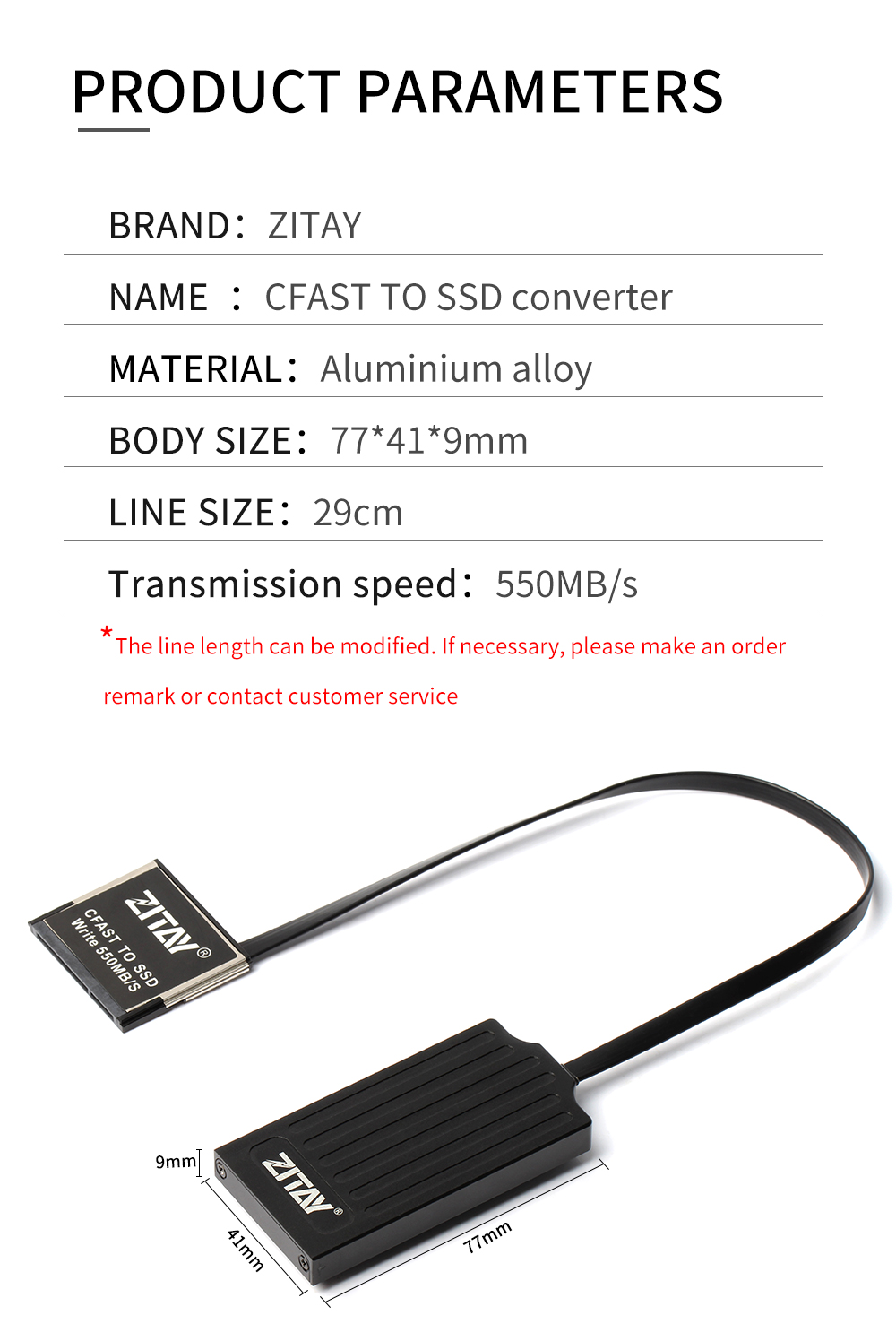 US$ 129.99 - ZITAY CFast2.0 Dummy Card to MSATA SSD Adapter Old