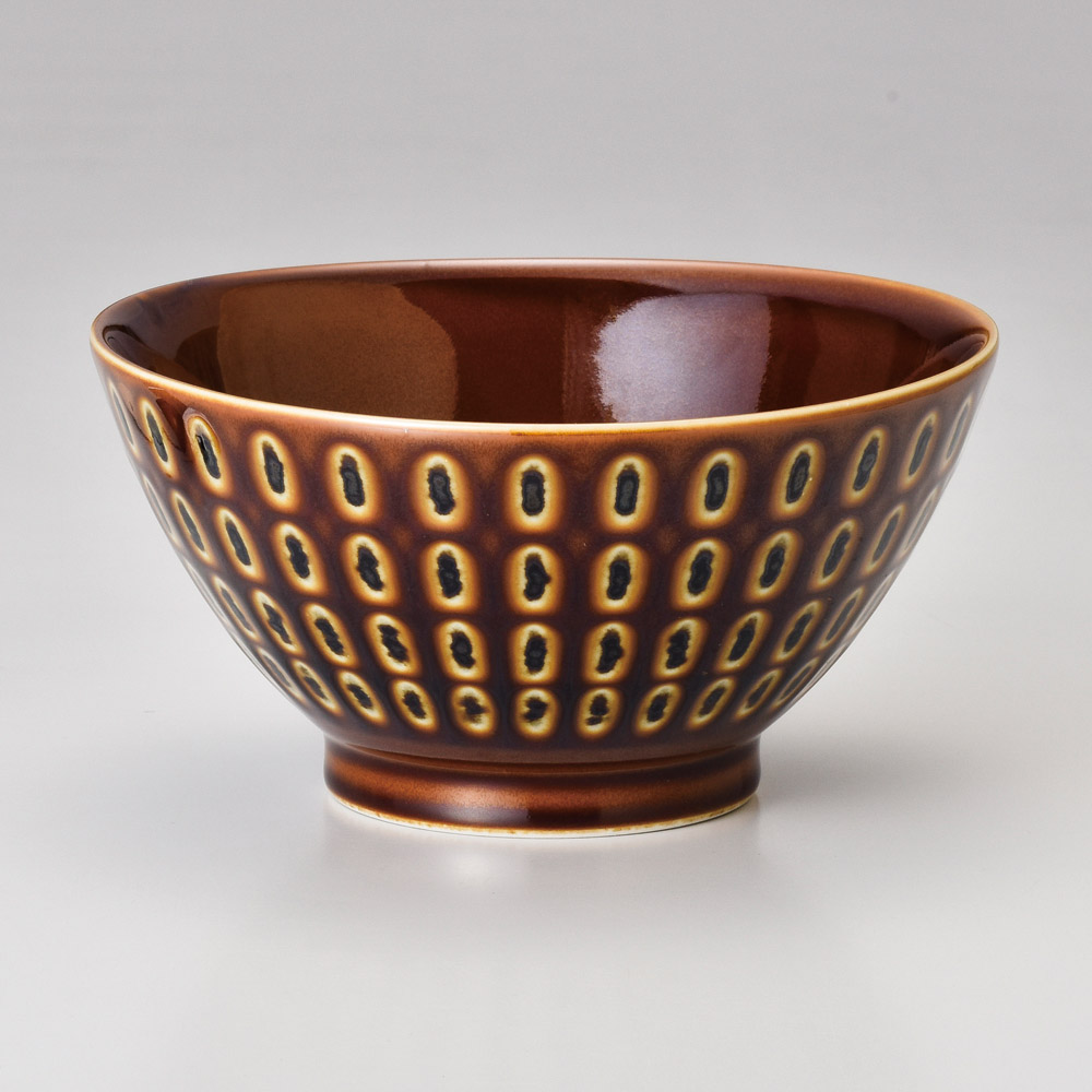 313-3-697 ピーコック丼（茶） 18×9㎝ 丼・飯碗 多用丼（13㎝以上