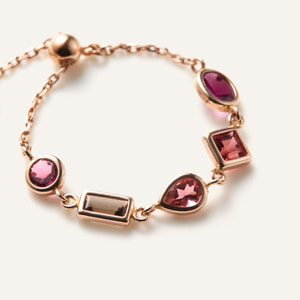 GJAR0316__TP ジュエルモザイク ピンクカラー チェーンリング｜リング