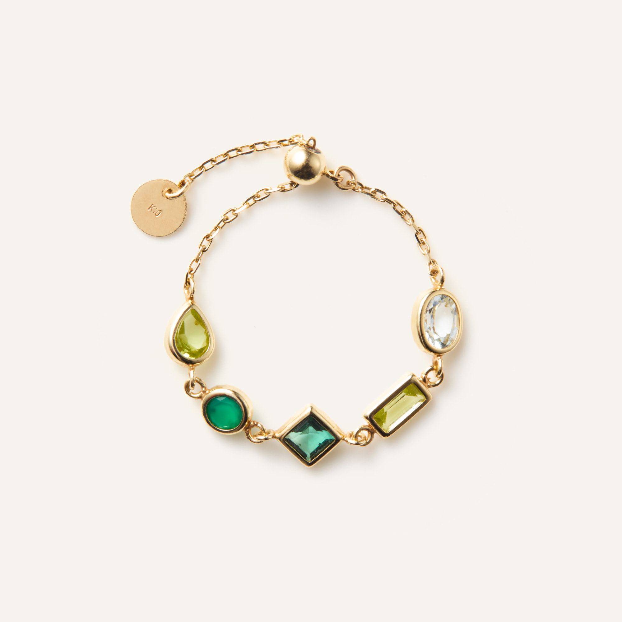 GJVR0311__PD ジュエルモザイク グリーンカラー チェーンリング