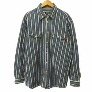 80s old stussy 初期タグ シャツ デニム ストライプ 長袖 ブランドタブ