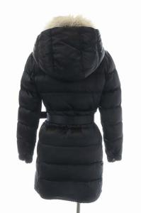 28A062 ベルト付きダウンコート ジップアップ ファー 38 黒（2022/01