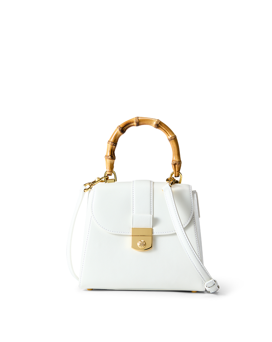Avenue Bamboo-Handle Bag in Off-White | Veronica Beard