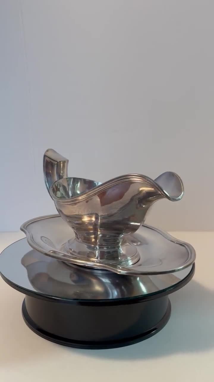 Vintage Gorham Silver Plate Gray Boat and Underplate. 8.25