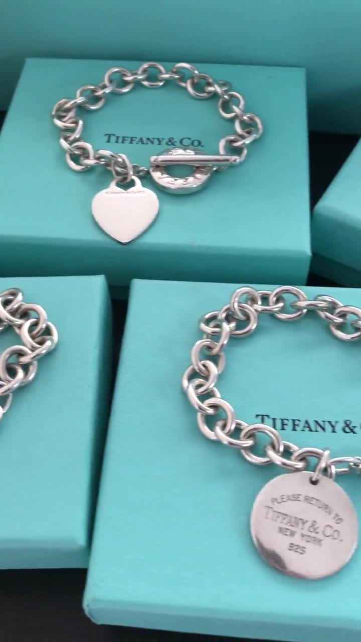 Authentic Tiffany & Co Silver Circle Tag Charm Bracelet, Tiffany