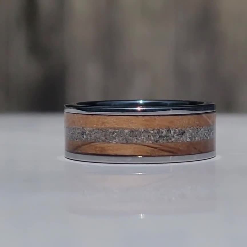 Buy Cremation Ring: Whiskey Barrel Wood & Ashes, Engraved Tungsten