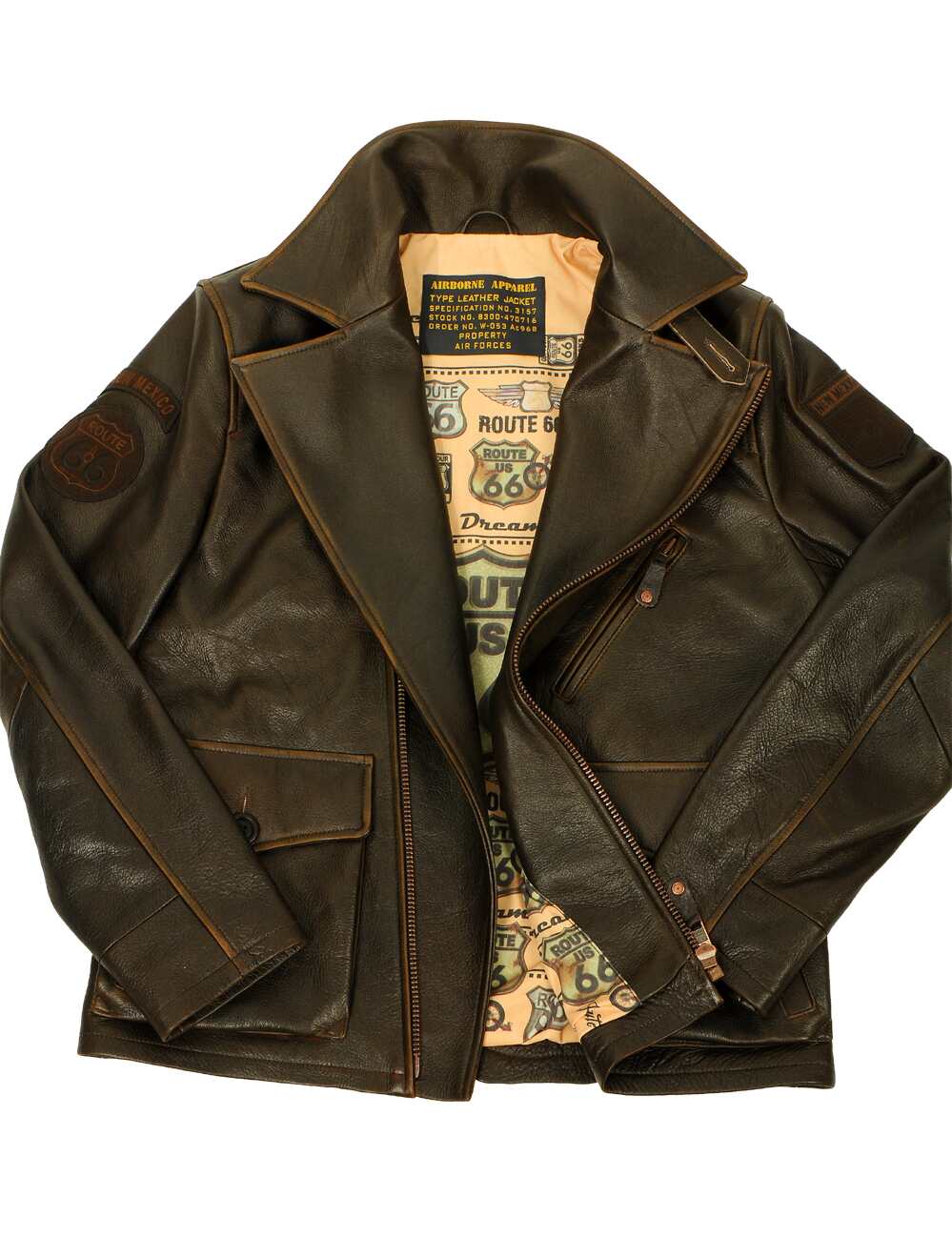 Route 66 New Mexico Biker Leather Jacket brown Art.405 | Vintage Leder
