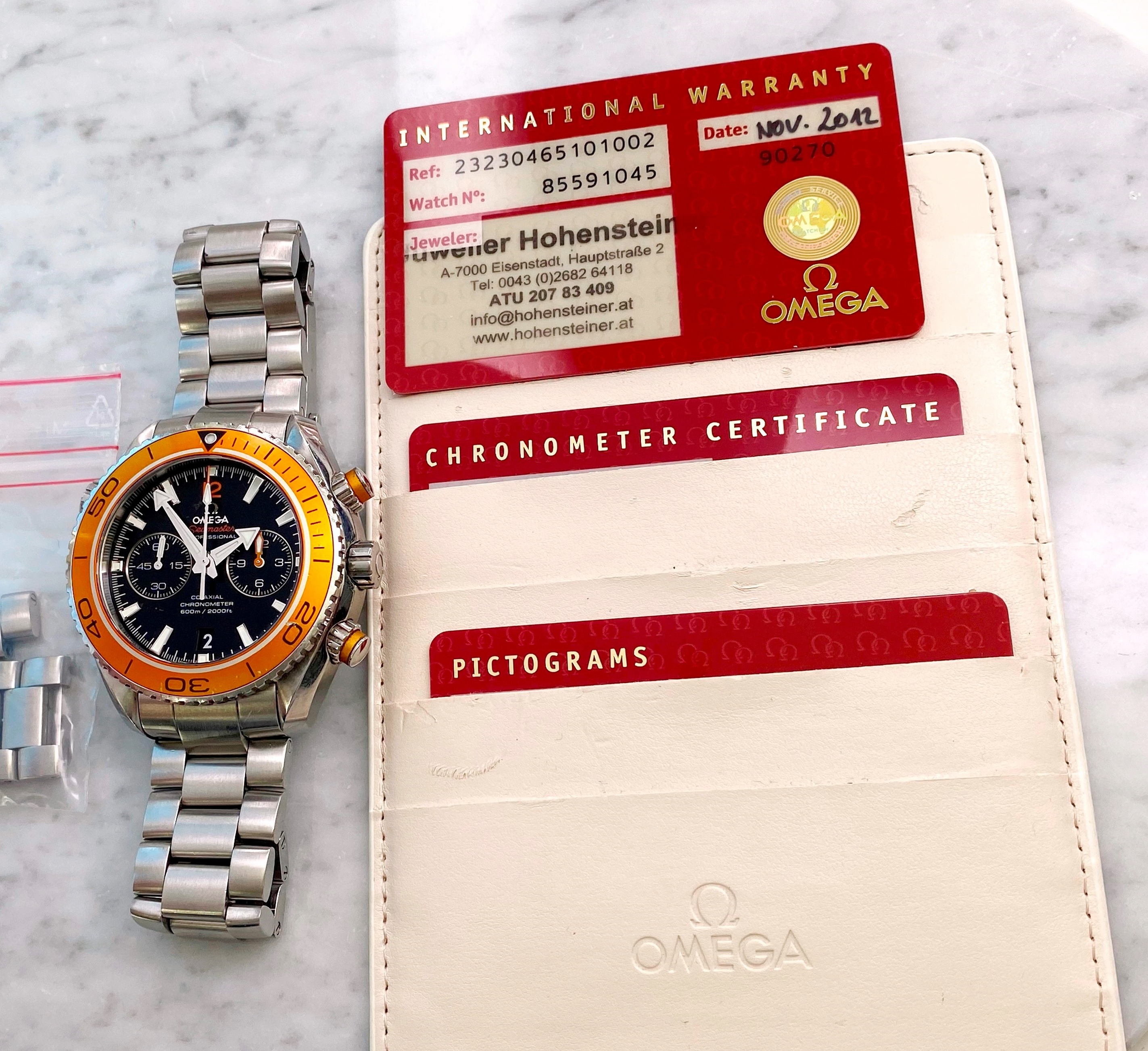 Omega Seamaster Planet Ocean Chronograph Full Set Orange