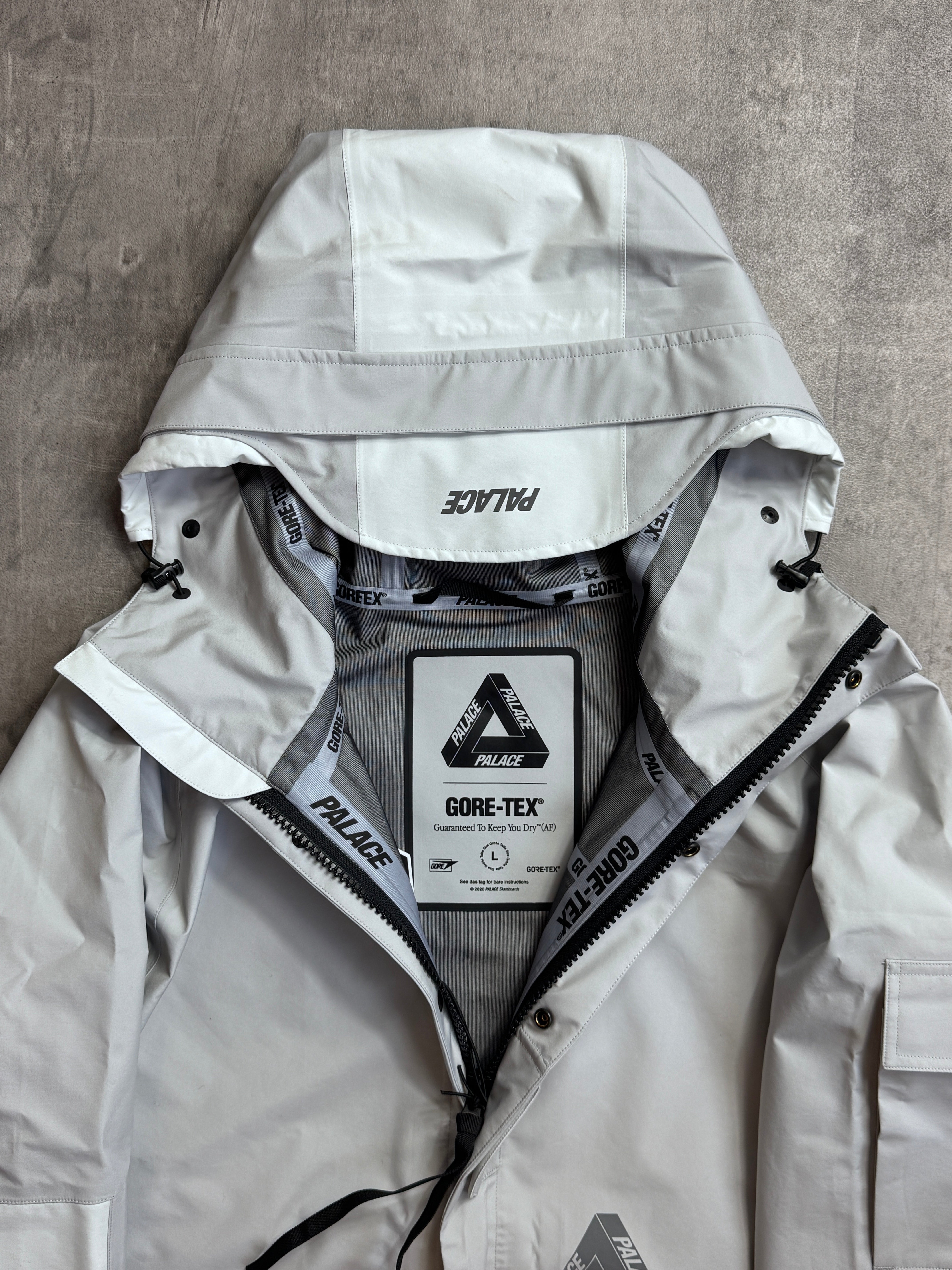 Palace Gore Tex Grey Tech Wave Length Reflective Logo Full Zip Up