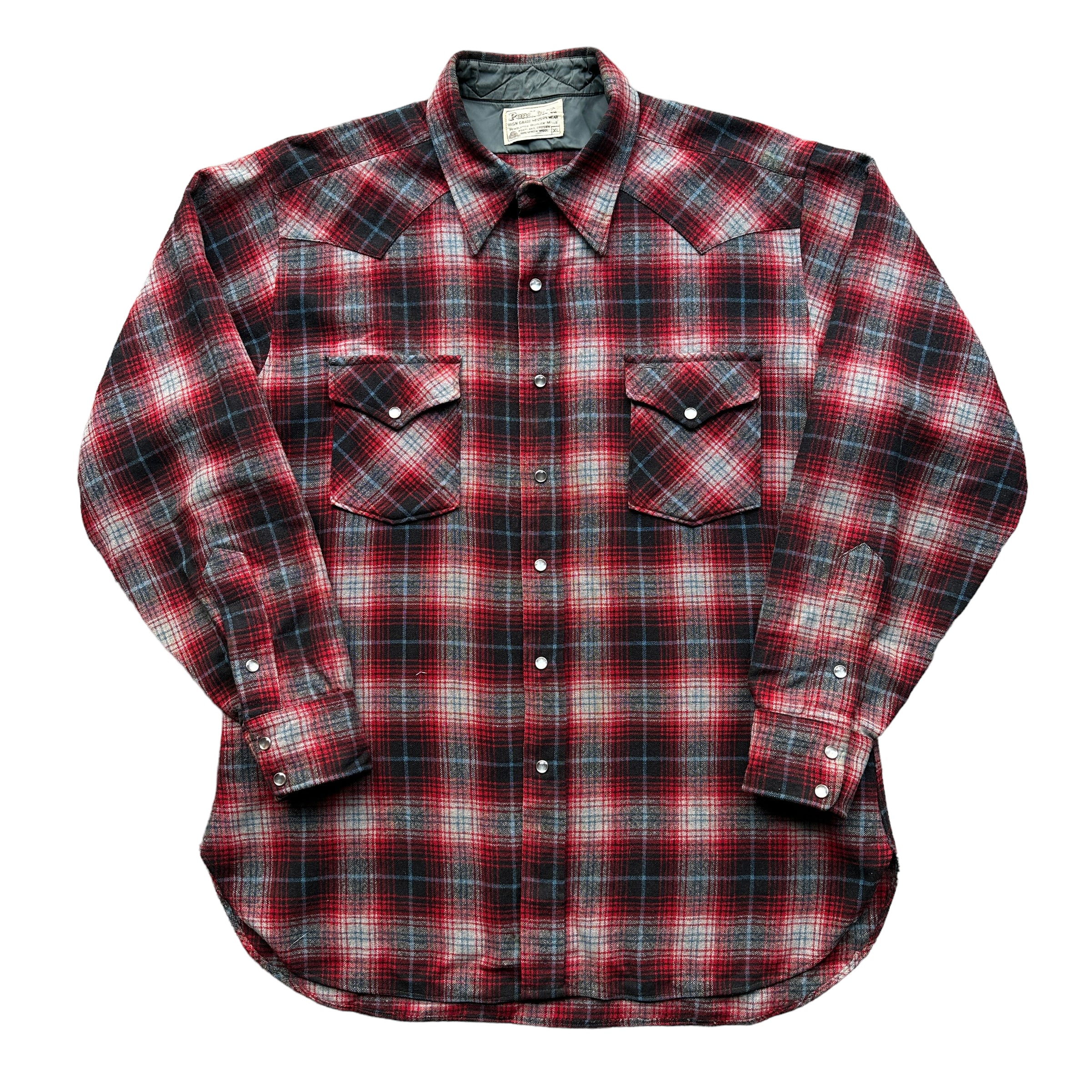 70s Pendleton western wool shirt L/XL shadow plaid – Vintage Sponsor