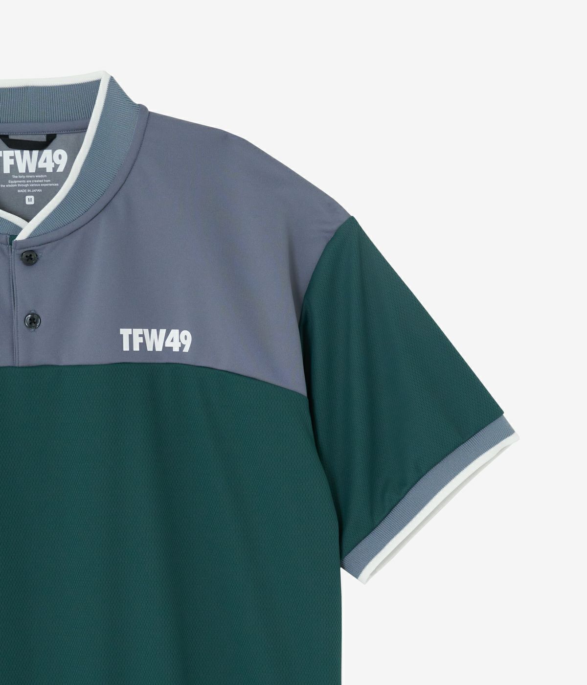 TFW49 - COLLAR LESS LINE POLO | ポロシャツ | グリーン×ブルーグレー
