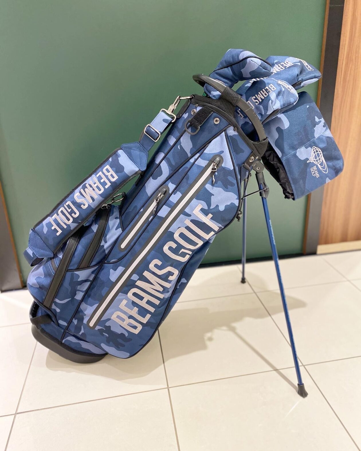 新規入荷】BEAMS GOLF / ブルーグレー カモフラ柄 スタンドキャディ