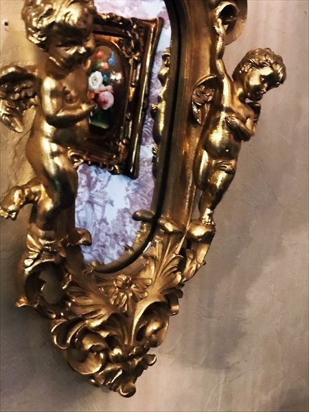 天使壁掛け鏡 エンジェルウォールミラー GOLD 淑女雑貨Toe Cocotte