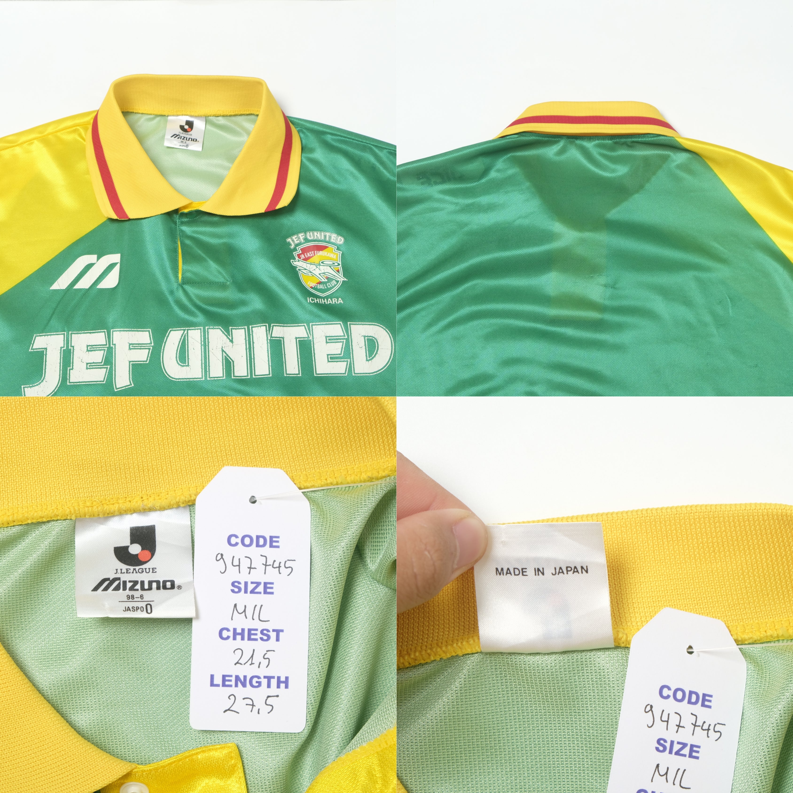 1994/96 JEF United Ichihara Home Shirt Mizuno J-League (M/L