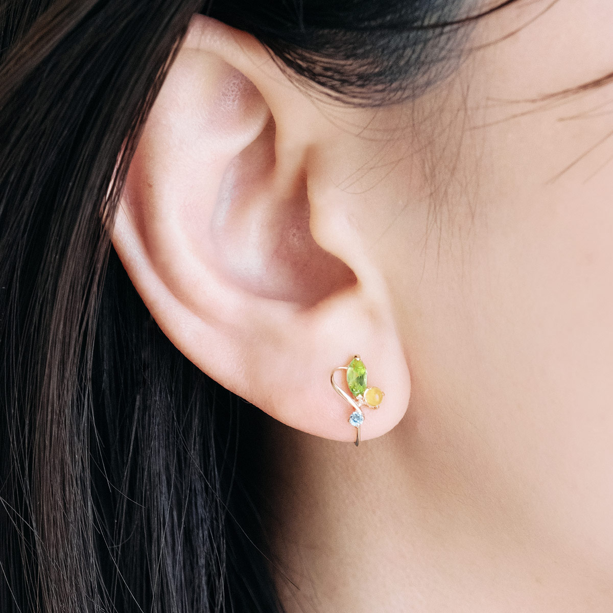 彼女へのプレゼント K10YG ペリドット＆シトリン＆ブルートパーズ