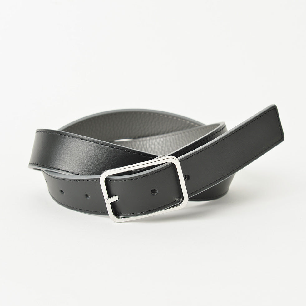 メンズベルト FAEDA 牛革 レザー リバーシブルベルト ブラック×グレー