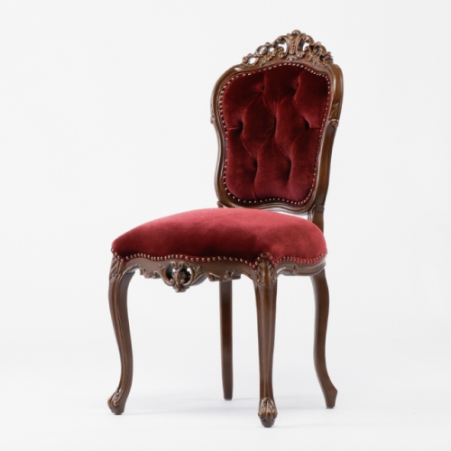 ロココ調 チェア ダイニングチェア ブラウンxレッドベルベット 6095