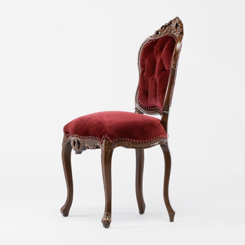 ロココ調 チェア ダイニングチェア ブラウンxレッドベルベット 6095