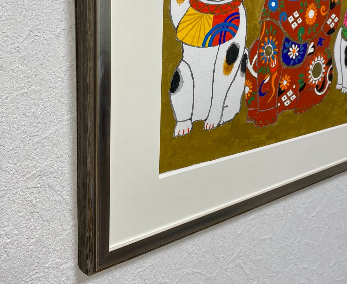 招き猫「福が福呼ぶ福のねこ」手描き作品 額付 絵画 水墨画 | 和味文化