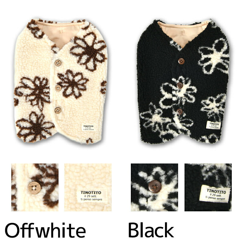 背開き花柄ボアベスト XS/S/M/L/XL/XXL TINOTITO -ティノティート- 犬