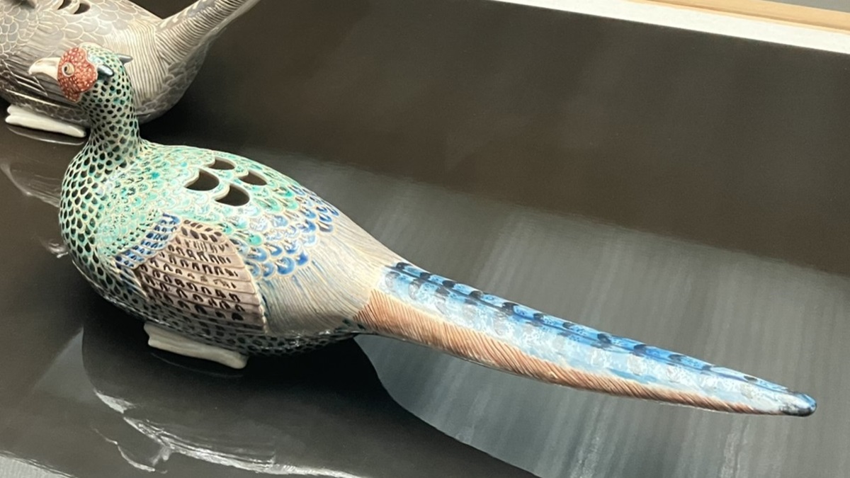 野々村仁清 四季花に雉 大壷（花器）全高33㎝ 飾り映えのする名品 k558