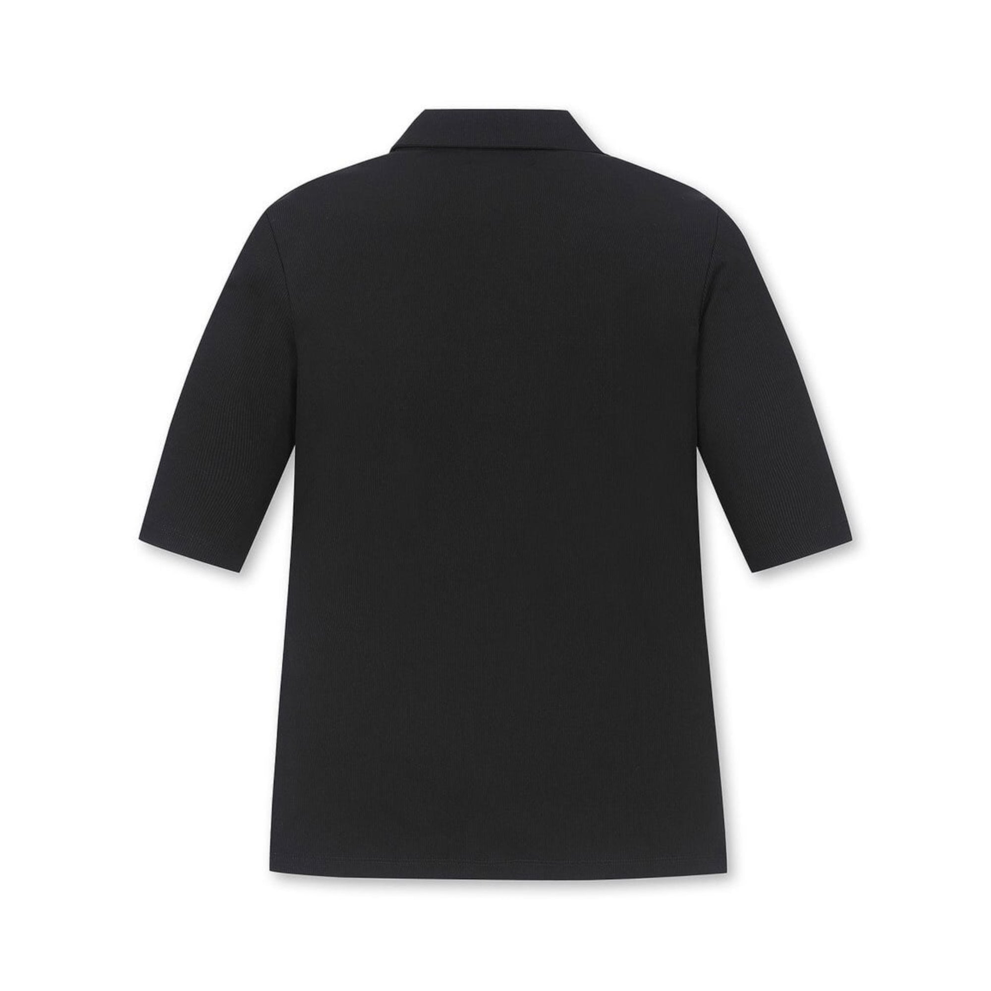 WOMEN 7分袖ポロシャツ ブラック