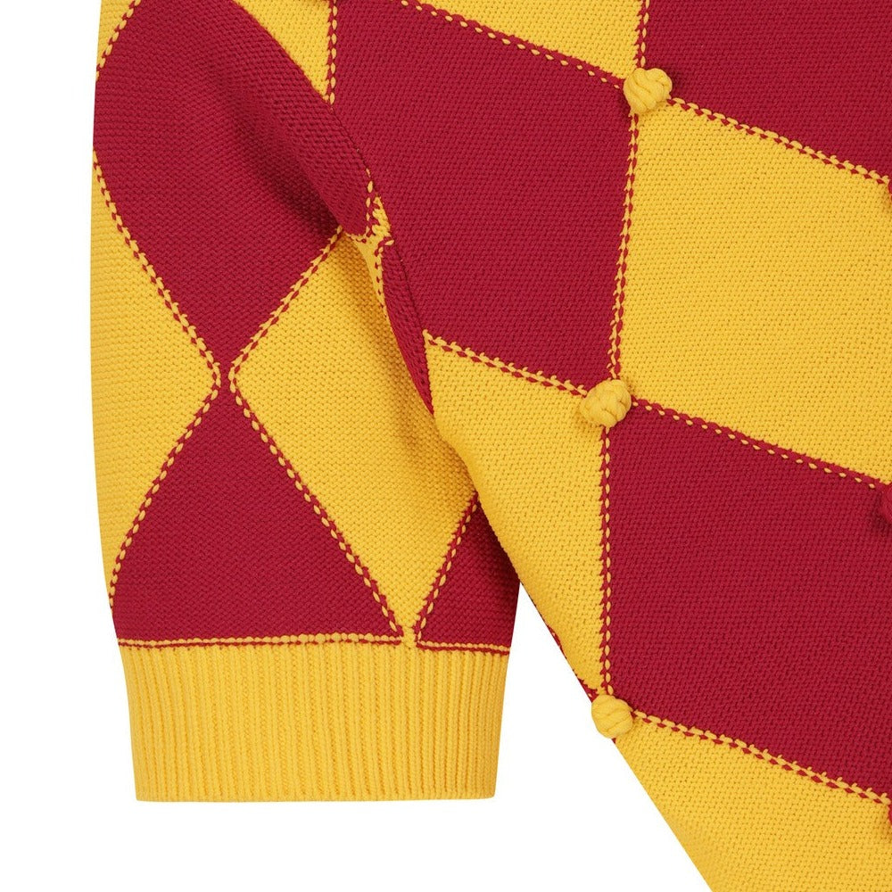 WOMEN アーガイル半袖ニットセーター マスタード