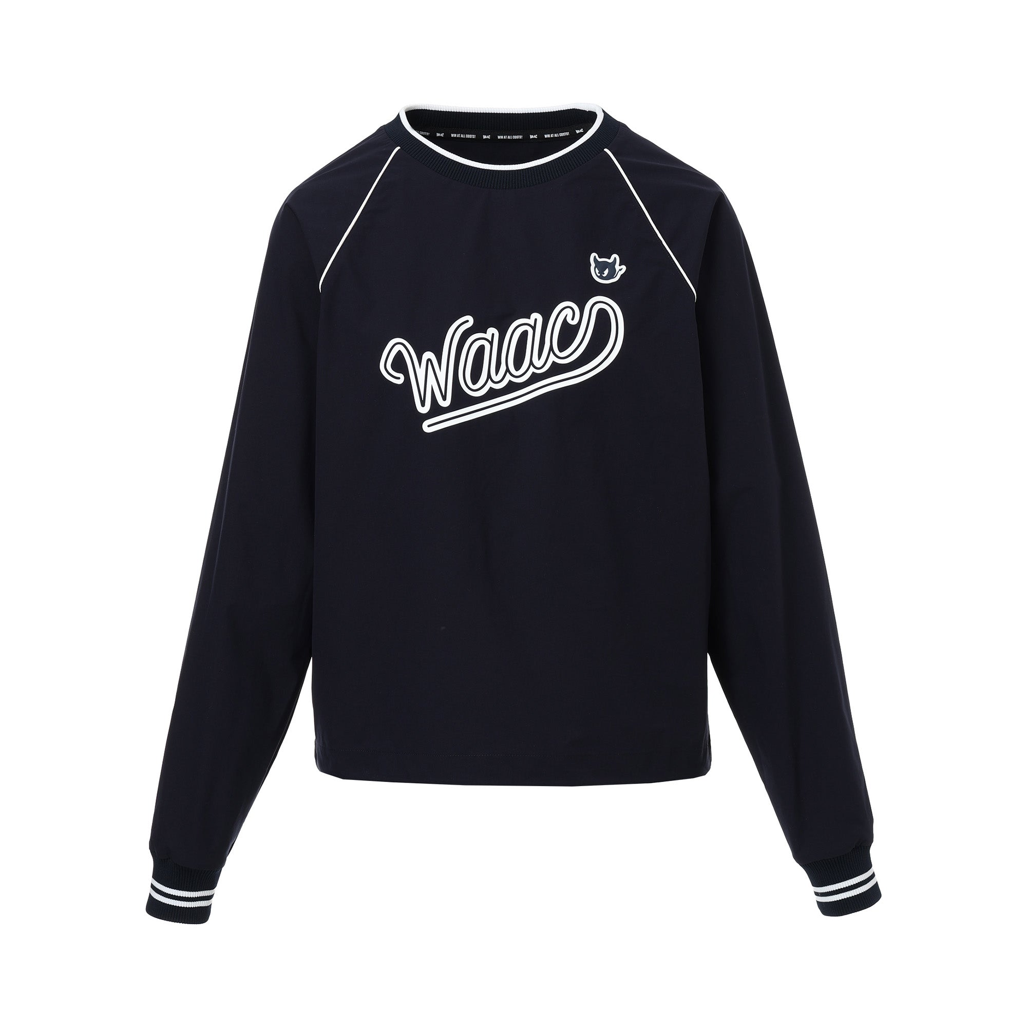 WOMEN ストレッチタフタバックロゴプルオーバー ネイビー