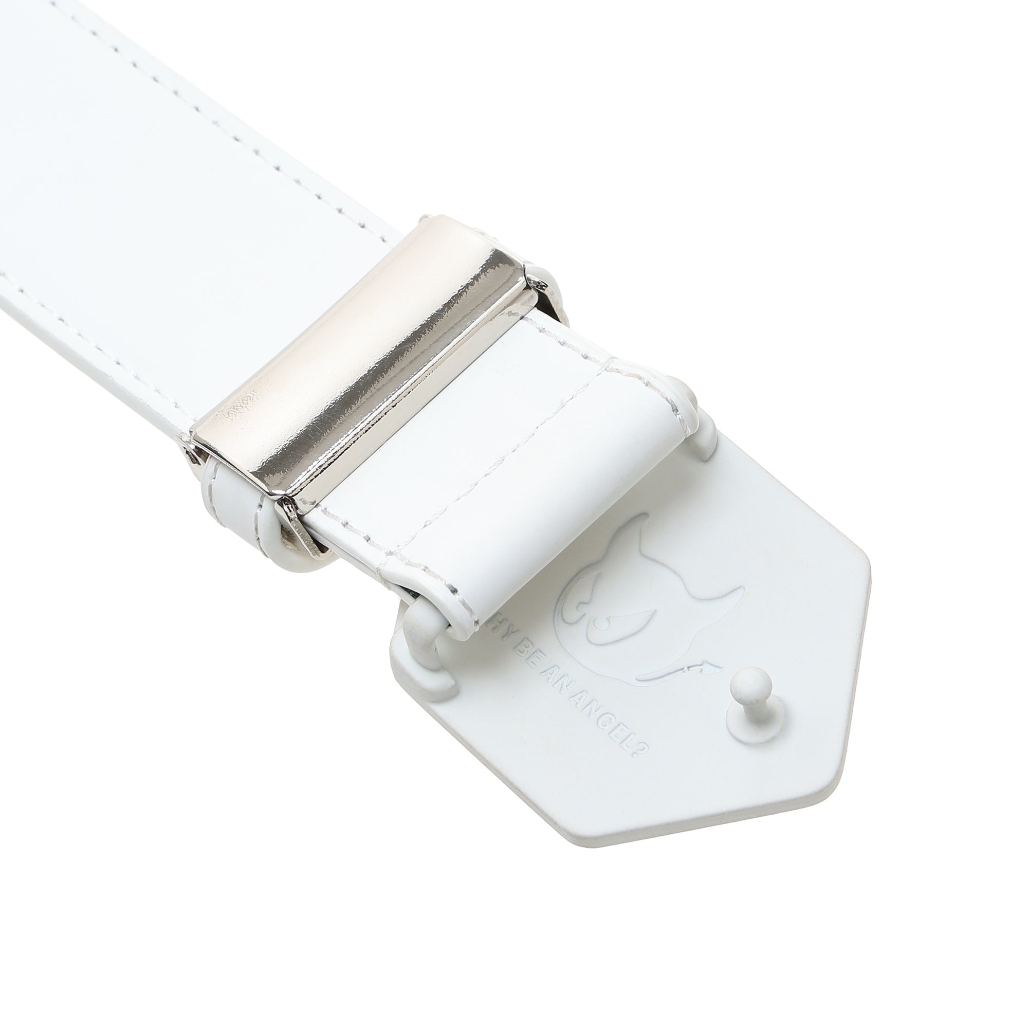 MEN ロゴバックルベルト ホワイト