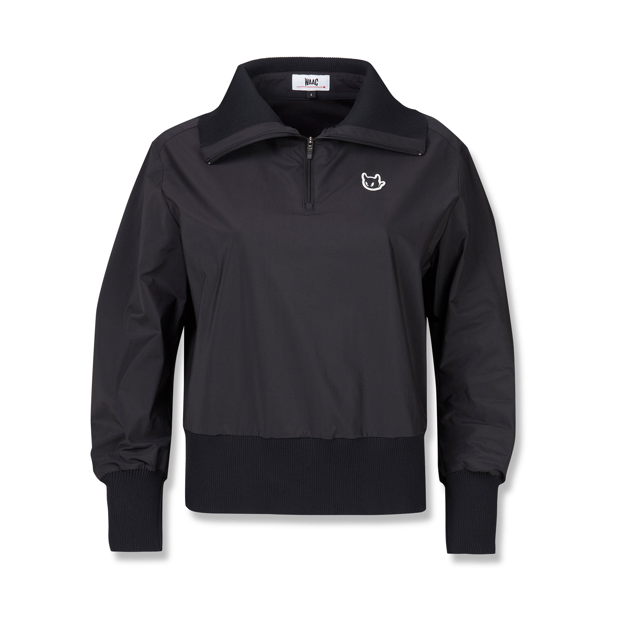 WOMEN トリコットタフタハーフジップ ブラック