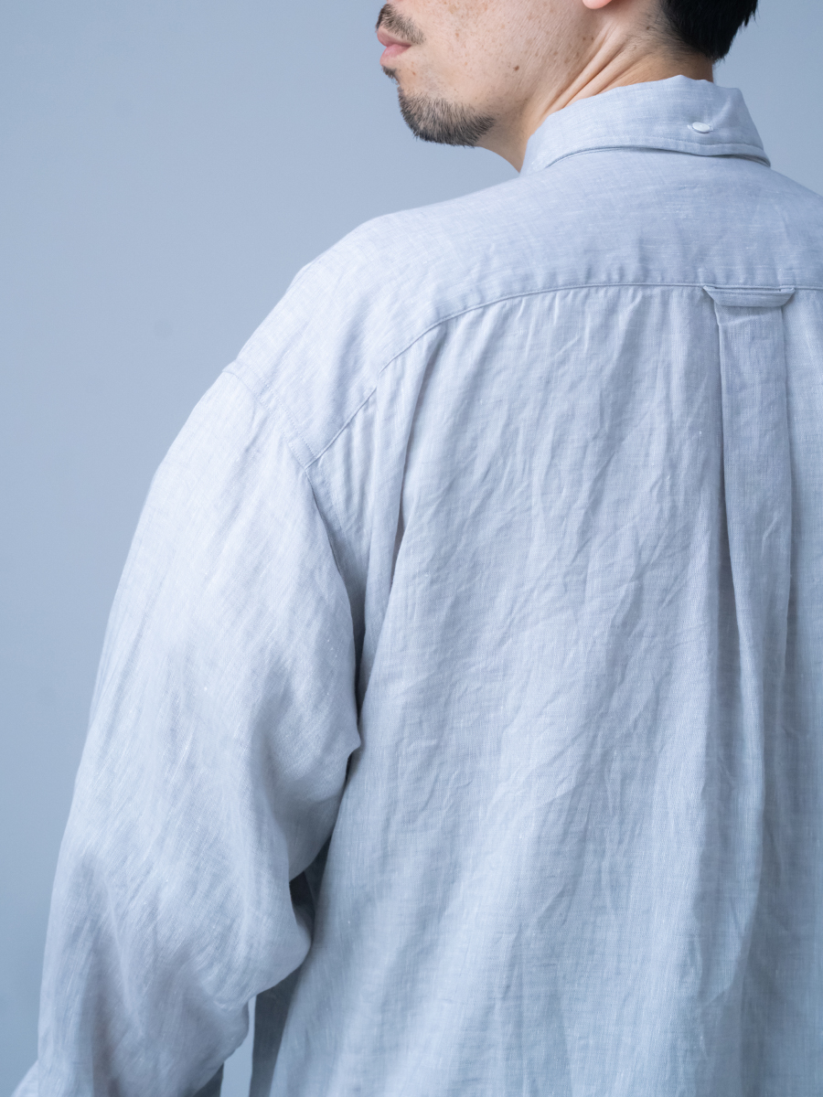 リネンシャツ】ついつい手を入れたくなる ポケット付き シャンブレー