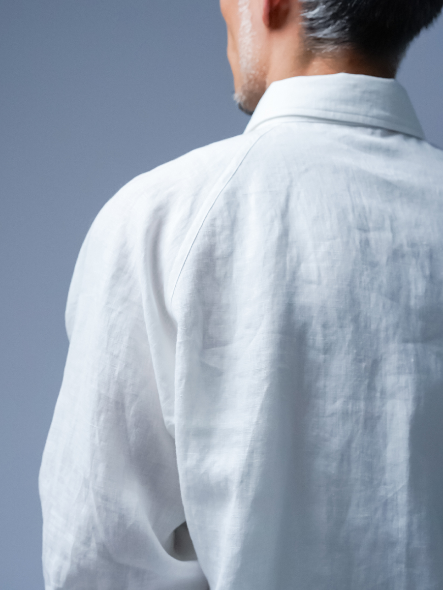リネンシャツ】リネン好きが愛用 ラグランスリーブシャツ / 白色 t060a
