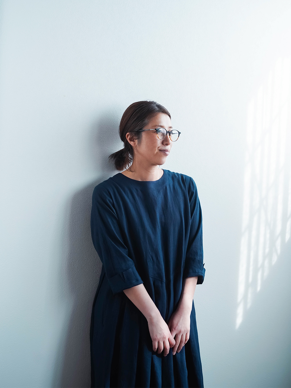 リネンワンピース】wafu 鍵盤タックドレス / 留紺(とめこん) a013o-tmk1