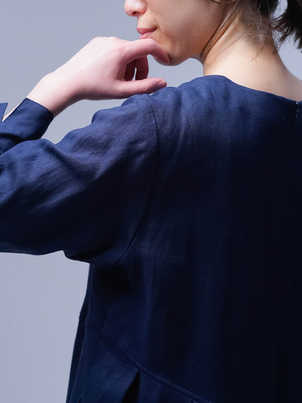 リネンワンピース】wafu 鍵盤タックドレス / 留紺(とめこん) a013o-tmk1