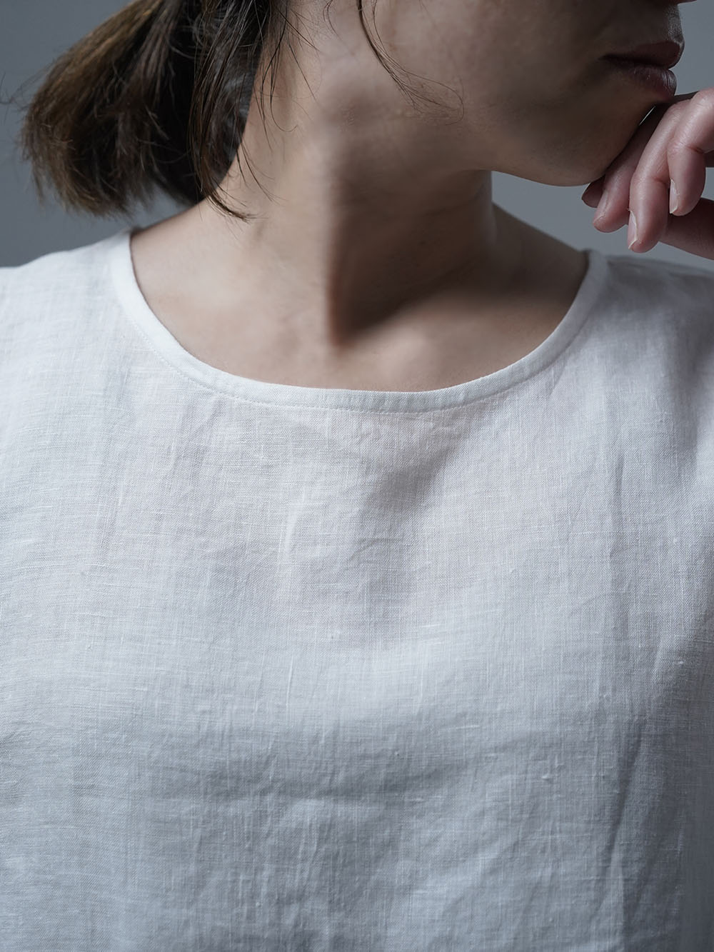 リネントップス】ふわっと 軽くやさしい 肌触り/ 白色 p015a-wht1