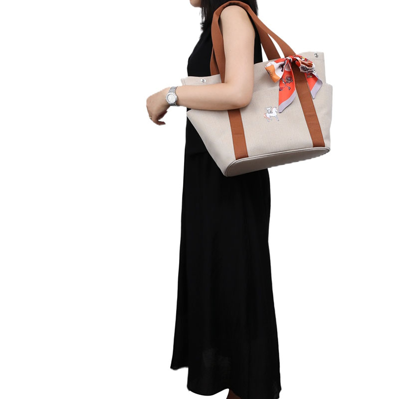 エルメス HERMES マザーズバッグ ゴールド トワルアッシュ シルバー