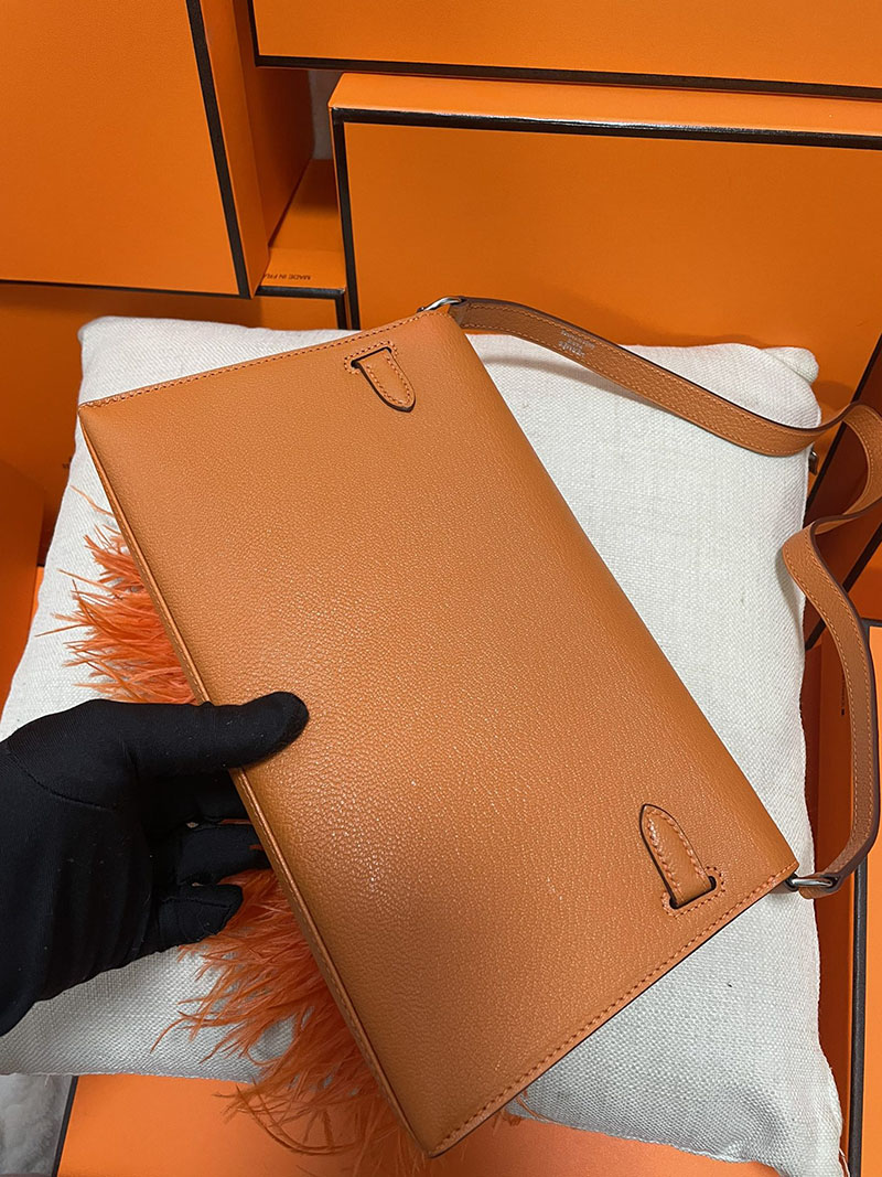 HERMES エルメス ケリーエラン フェザー オレンジ シェブルミゾル